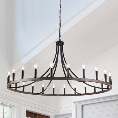 Luminaire rond rustique de style bougie en forme de bougie de style campagnard Covington pour îlot de cuisine, vestibule et vestibule