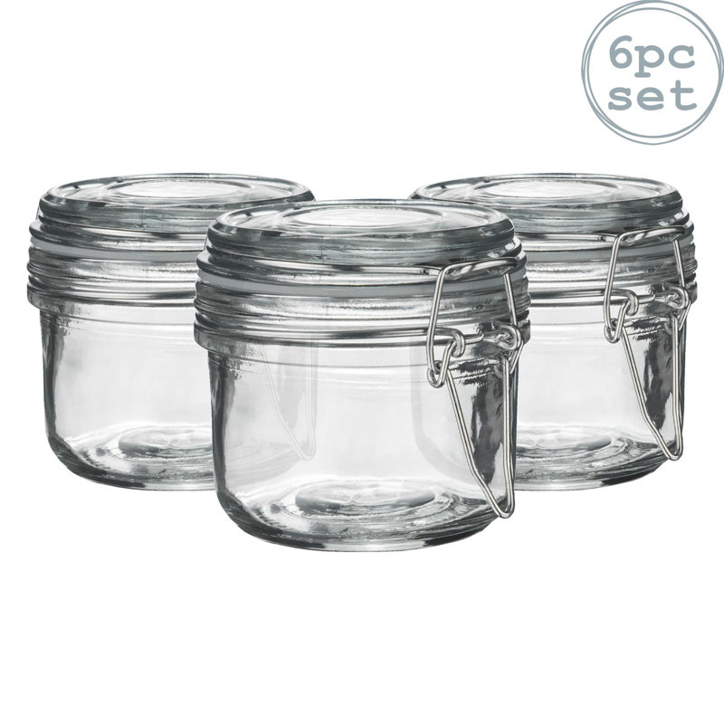 Argon Tableware - Glass Storage Jars, 7cm H x 7.5cm W x 7.5cm D, Clear