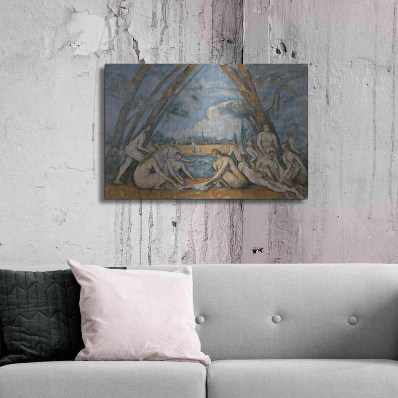 «The Large Bathers» par Paul Cezanne, art mural en métal, 24 po x 16 po, H 24 po x l 36 po