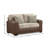 Marvella Living Room Loveseat With Chocolate Faux Leather Upholstery And Curly Shearling Cushions