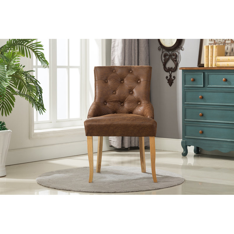 Needham 52cm H Upholstered Side Chair, Brown