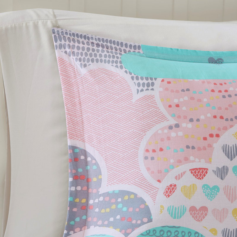Ensemble d'édredon en coton Ontario, Édredon simple et 1 taie décorative et 1 coussin, Rose