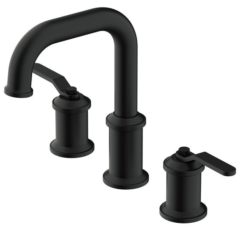 Robinet de salle de bain à poignée large 8 po avec drain en métal Kinzie, Noir satiné