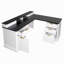 Bureau en L avec station de charge et armoire de rangement, bureau d'ordinateur avec tiroir pour dossiers, bureau à domicile