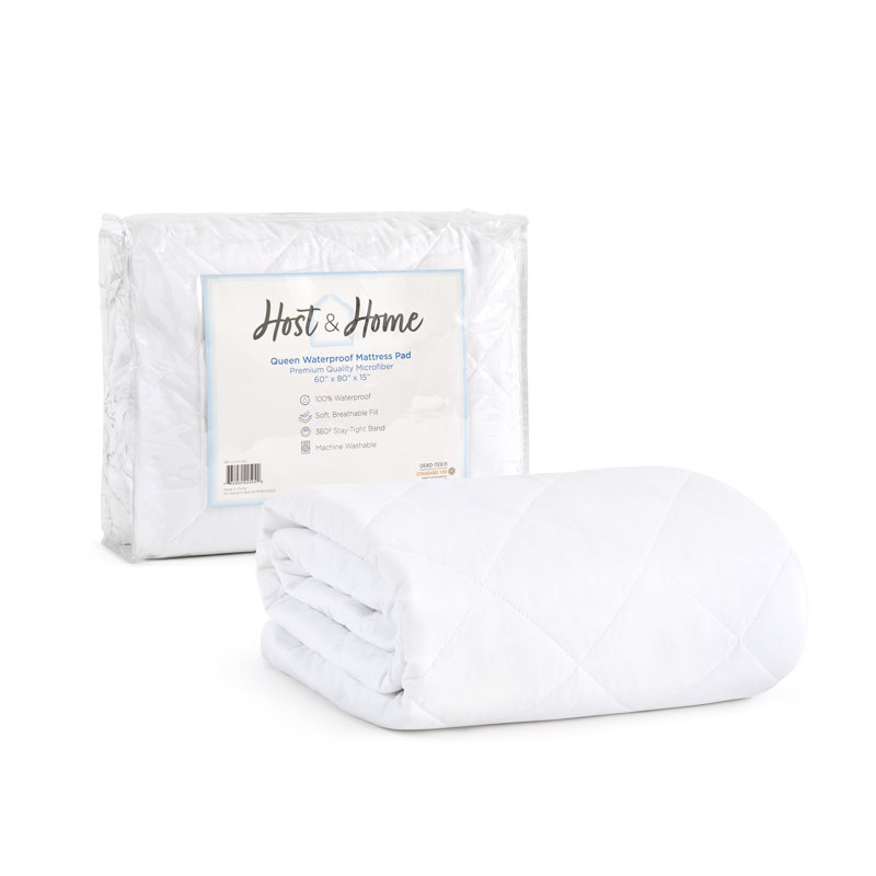Host & Home Classic Soft Waterproof Mattress Pad with Deep Pockets, Twin Extra Long