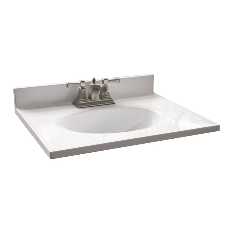 Plateau de meuble-lavabo de 25 po avec dosseret Mcglynn, ensemble amélioré, Blanc uni