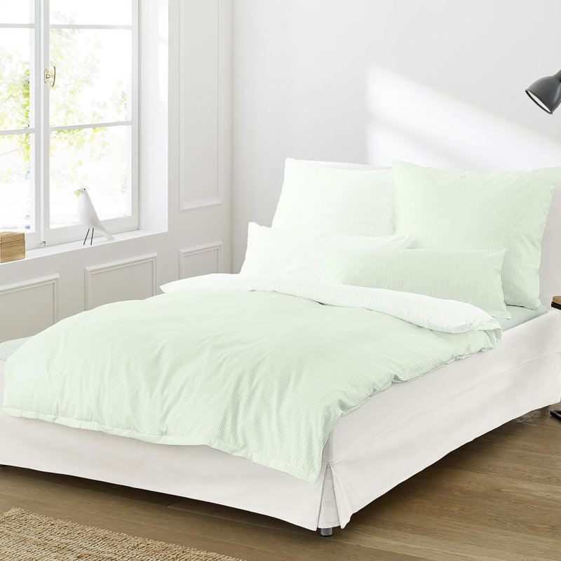 Linea Duvet Cover Set, Single Duvet Cover + 1 Pillowcase (70 x 90), Light Green
