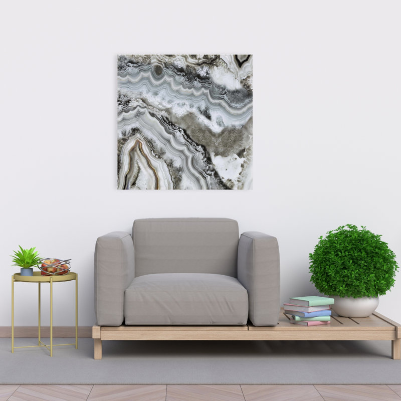 White Abstract Geode Canvas - Home Decor Wall Art