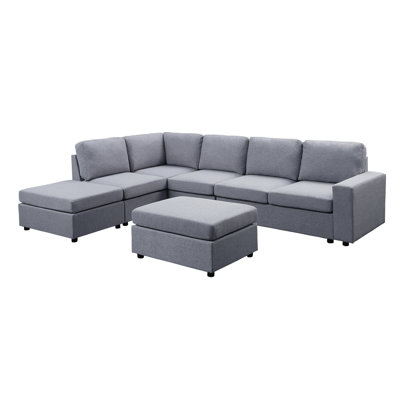 Marley Upholstered L-Shaped Sectional with Ottoman Reversible