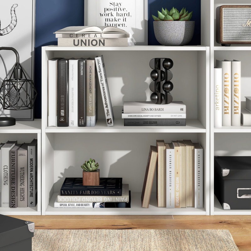 Bibliothèque de rangement Breayla, Blanc, 2 tablettes