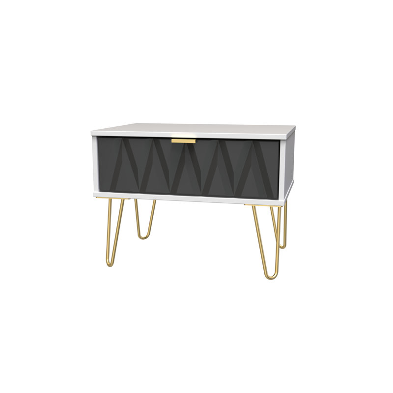 Baturhan 58cm W Manufactured Wood Bedside Table, Graphite/White