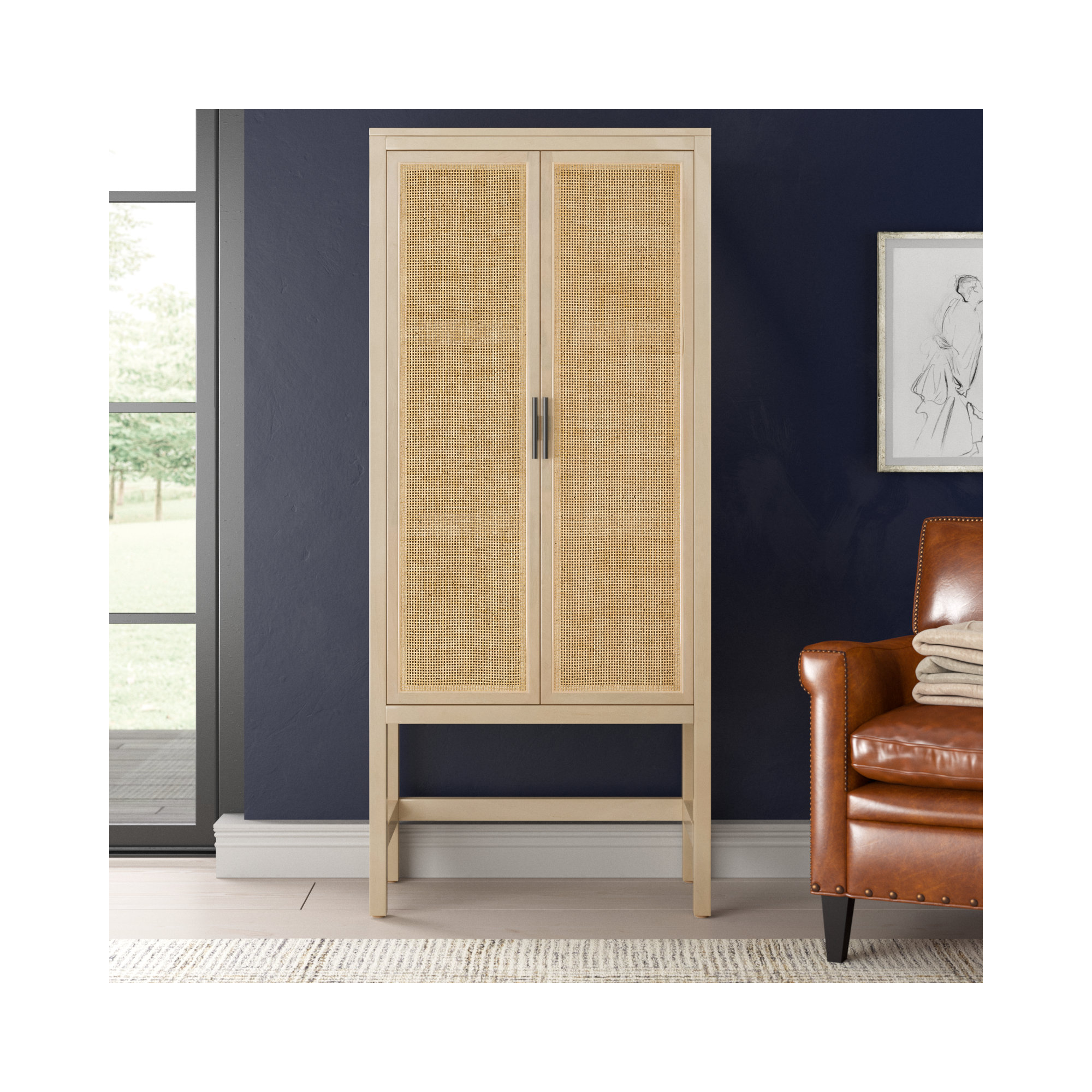 Boudreau Solid Wood Storage Cabinet, Natural Mango
