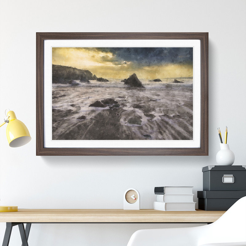 Beach View - Picture Frame Painting, 36cm H x 48cm W x 2cm D, Walnut Framed