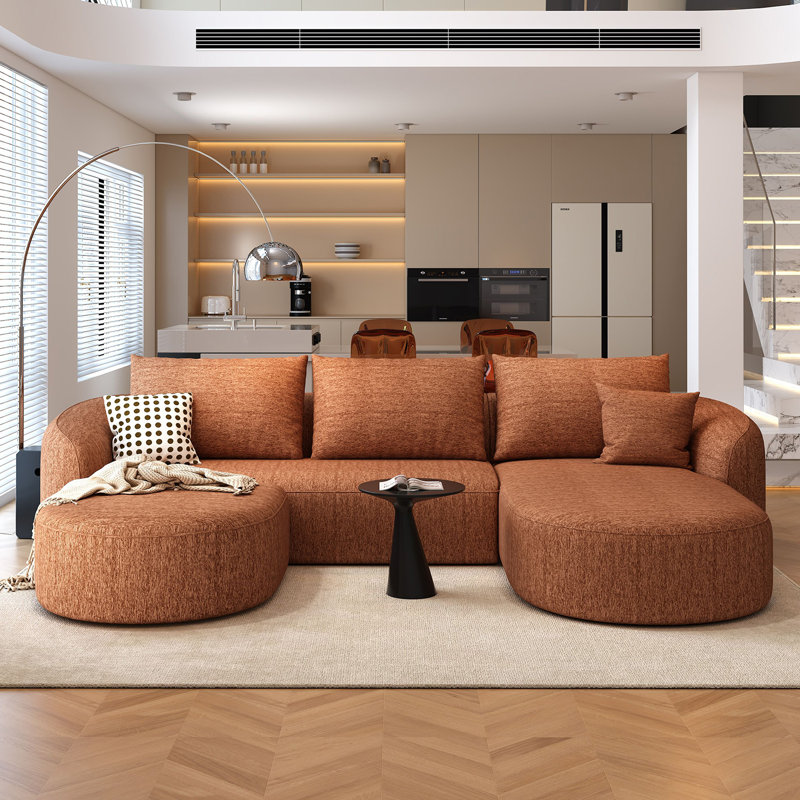 Ensemble de canapé modulaire Boneless, Orienté à droite, H 33,86 po x l 111 po x P 72 po, Orange