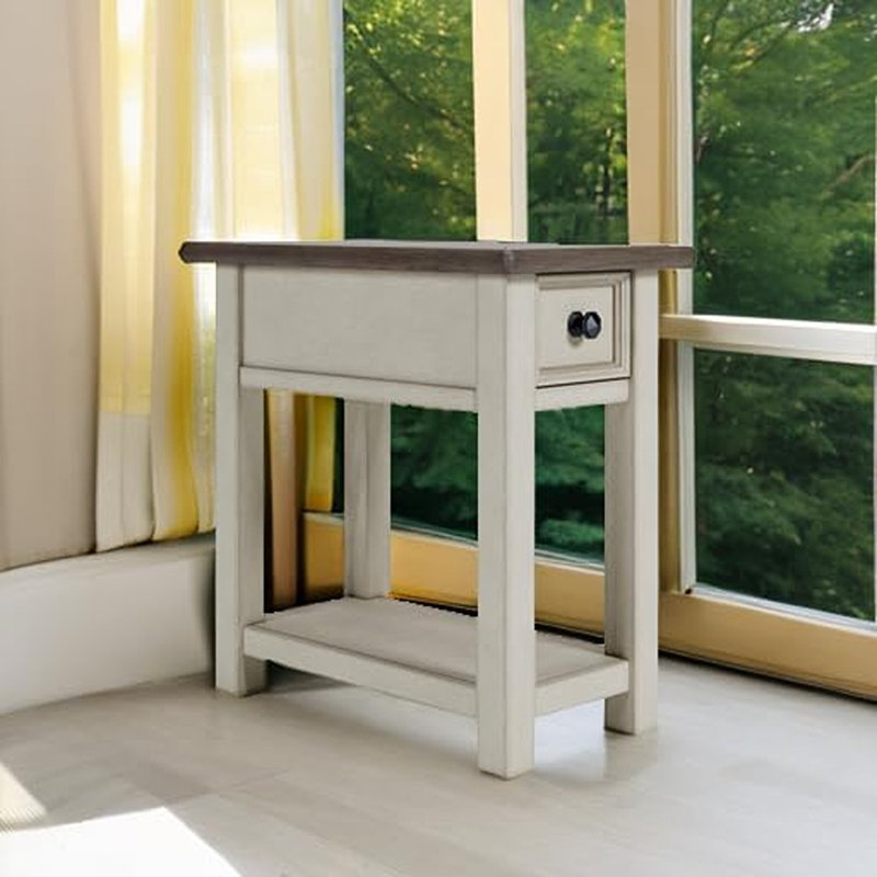 Table d'appoint Chair, brun clair et blanc délavé