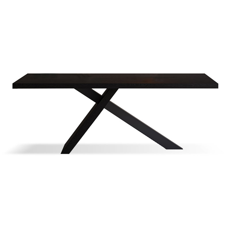 Black Rectangular Solid Wood+Iron Dining Table, 29.53"H x 70.87"L x 31.5"W
