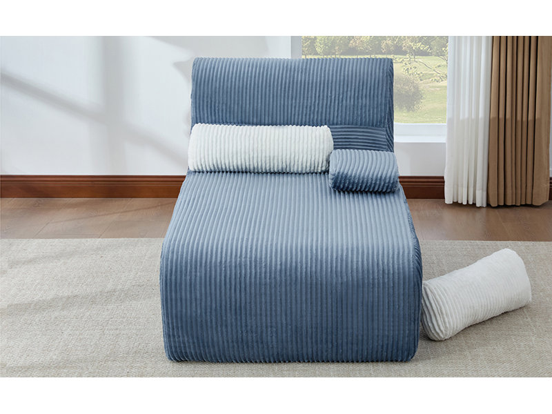 Canapé moderne sans méridienne 34,2 po, Velours côtelé bleu, Bleu