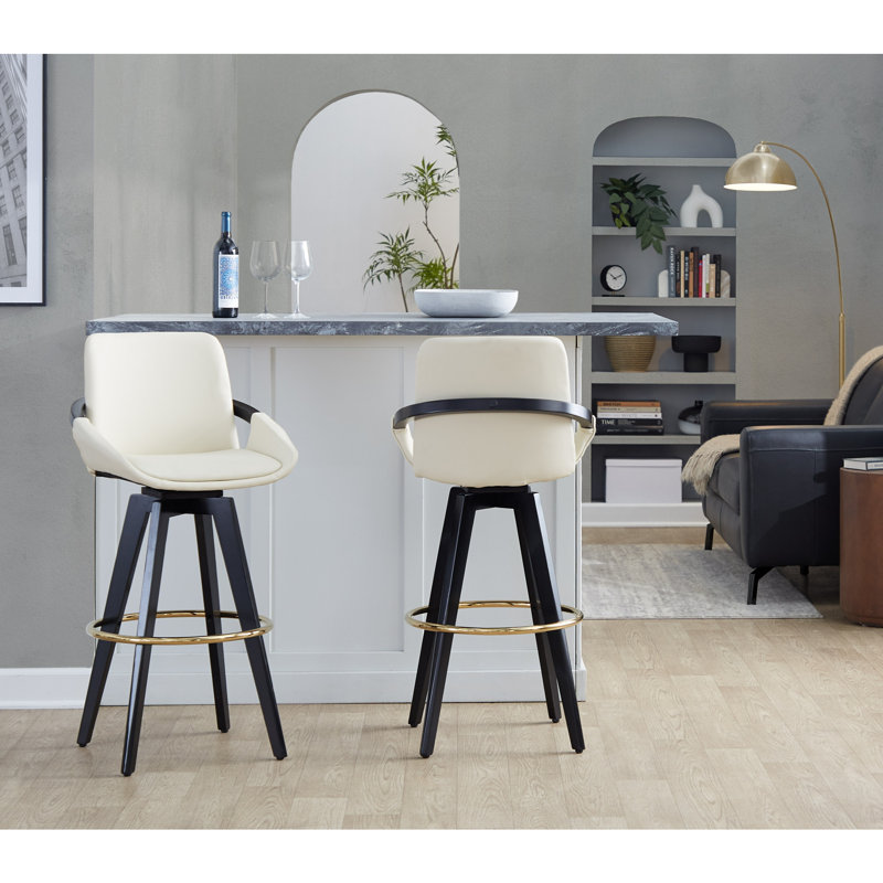 Tabouret de bar à hauteur fixe, Blanc, Noir / gris / or