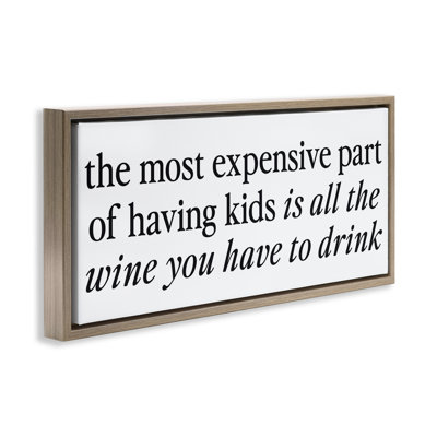 Cadre flottant pour enfants amusant avec humour et vin, design avec lettres et doublure