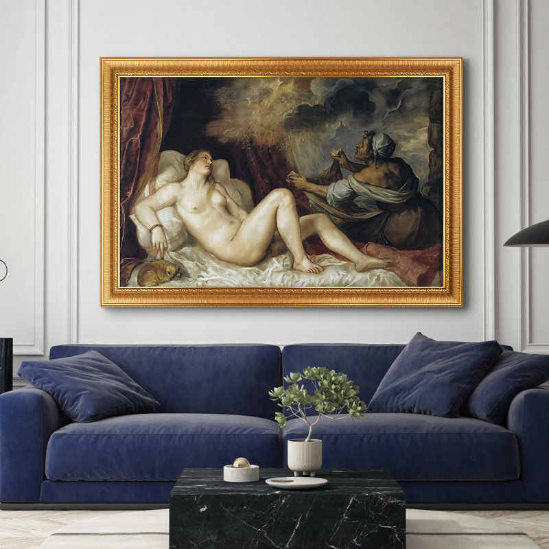 Danaé, c. 1560-1565 - Titien (Tiziano Vecelli) - Toile encadrée sur mesure, 28x40 INNER SIZE, Framed Canvas