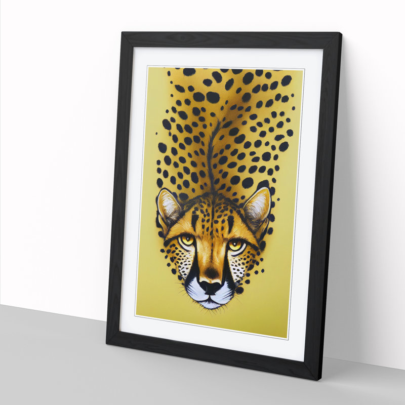 Cheetah Gouache Paint - Picture Frame Print, 34cm H x 25cm W x 2cm D, Oak Framed