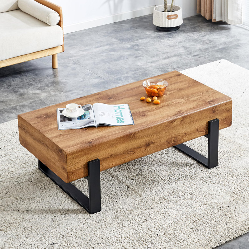 Table basse moderne 47,24 po avec pieds en métal noir pour le salon, la salle à manger, la chambre à coucher ou le bureau