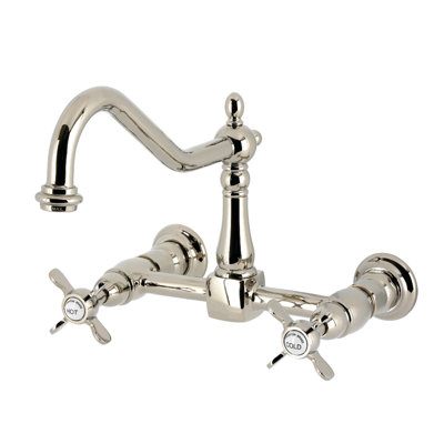 Kingston Brass Essex Double-Handle Wall-Mount Bridge Kitchen Faucet