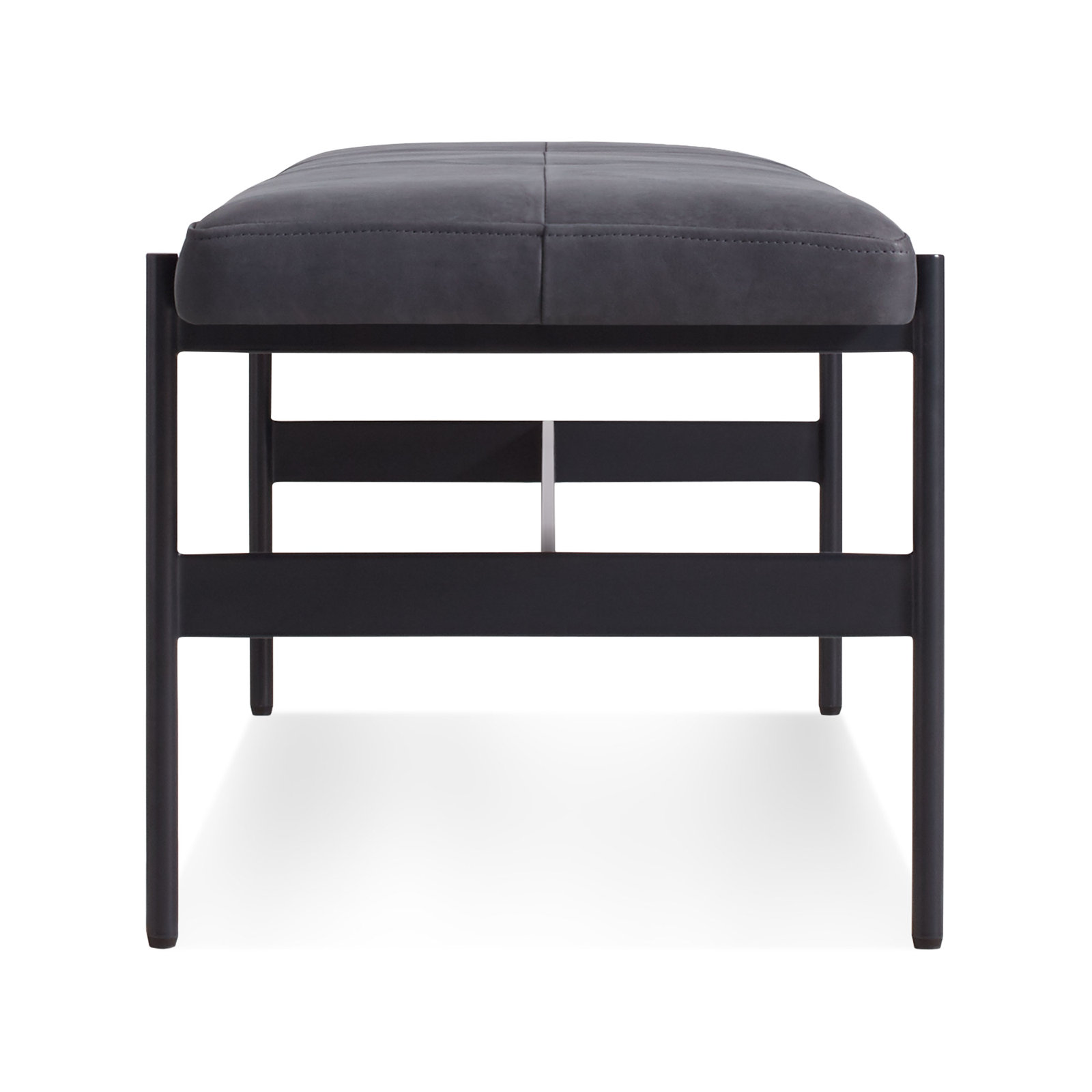 Daybench Genuine Leather Bench, Ink Genuine Leather, Oblivion, 17" H x 55" W x 14" D