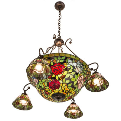 Tiffany Rosebush 10 - Light Chandelier