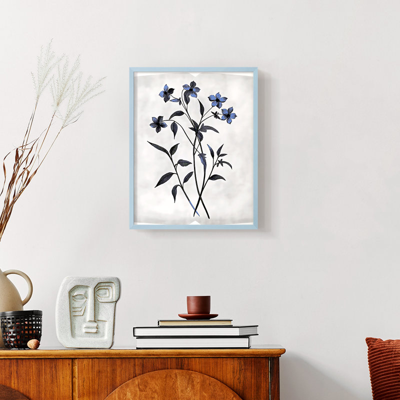 Série FLORAL - Impression encadrée de qualité supérieure - prêt à accrocher - aucun clou requis, Bleu, H 11 po x l 9 po