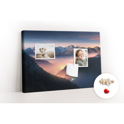 Wall Mounted cork board with print decorative wall message pin boards for office bulletin board ideas Mountains landspace