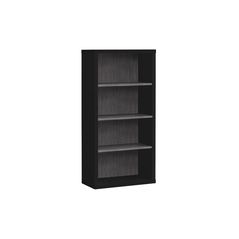 Bibliothèque à 5 niveaux avec tablettes réglables, panneau de particules noir pour bureau à domicile ou chambre à coucher