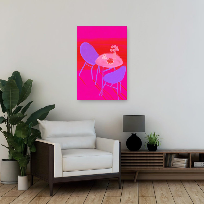 Vibrant Cafe Breakfast Abstract Colorful Modern Flower Wall Art Print 1 Piece Wrapped Canvas Wall Art, 91.44cm H x 60.96cm W