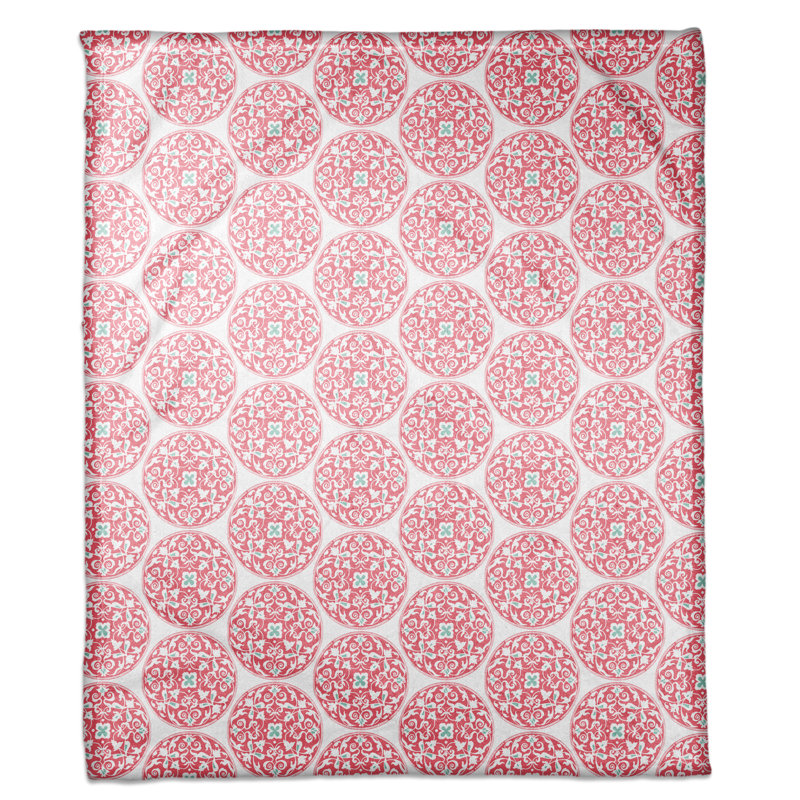 Morrocan Circle Hand Woven Throw Blanket, Red