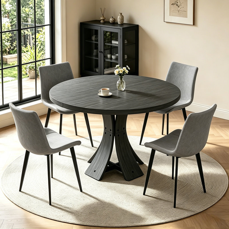 Table de salle à manger ronde 43,4 po pour 4 personnes, Gris foncé