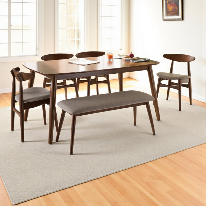 Chanlee 6-Pc Walnut Solid Wood Rubberwood Dining Set in, 29.06'' H X 20.28'' W X 16.38'' D