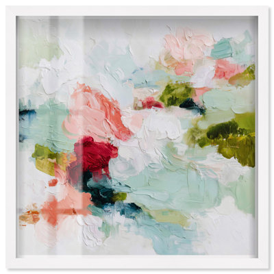 «Happy Jumble V Shadowbox», art mural de salon par Art Remedy, cadre blanc, 31 x 31