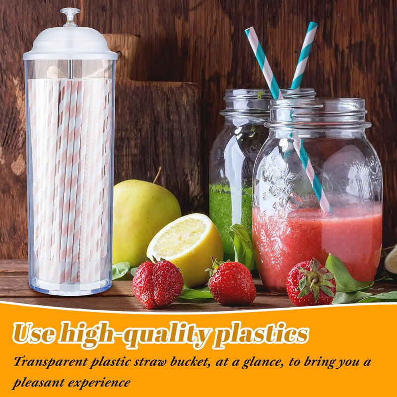 2 Pcs Plastic Straw Dispenser Clear Straw Holder For Counter Straw Container With Lid Dispenser For Pencils