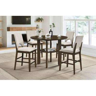 1pc Contemporary Round Counter Height Table with Storage Shelf Dining Furniture