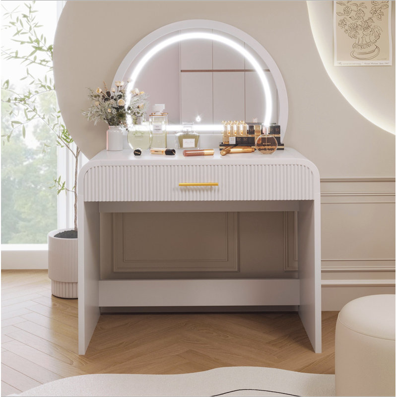 39" Makeup Vanity Table With Mirror Touch Screen Lighted Mirror, Dressing Table With Drawer For Bedroom