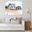 Maison avec petit bateau sur une plage I - Peinture sur toile-67389774-67389779