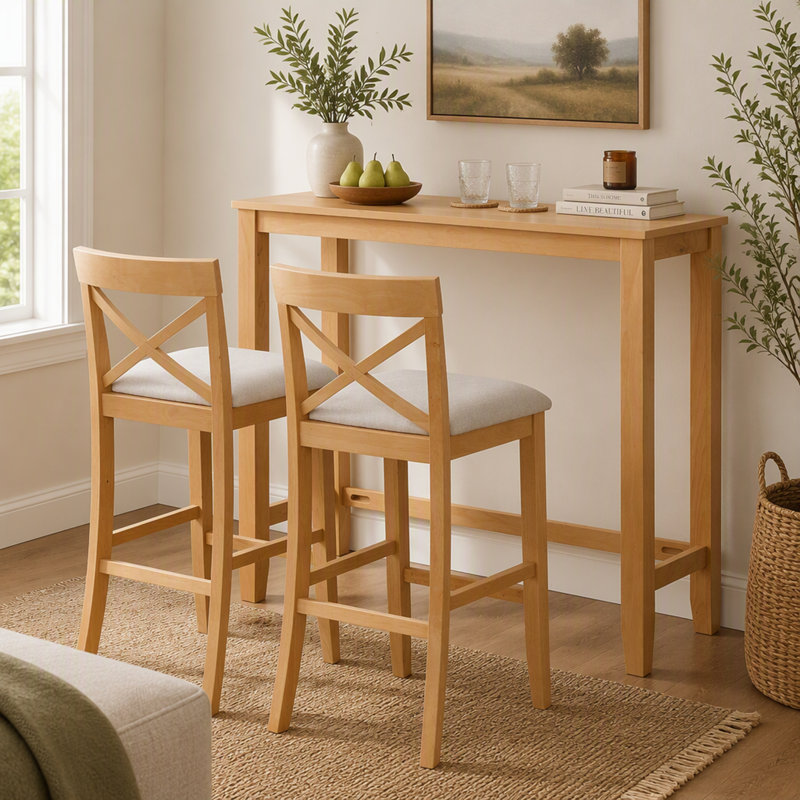 Ensemble de salle à manger rectangulaire en bois de style campagnard de 122 cm (48 po) avec 2 chaises, idéal pour la cuisine, le coin repas et les petits espaces.