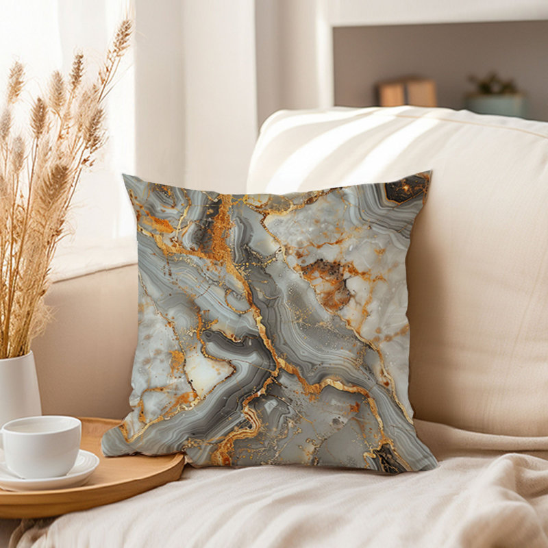 Abstract Golden Gray Geode Crystal I Modern, 20"H x 20"W