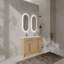 Meuble-lavabo autoportant de 60 po avec lavabo en résine, 4 portes à fermeture douce, chêne original, contreplaqué
