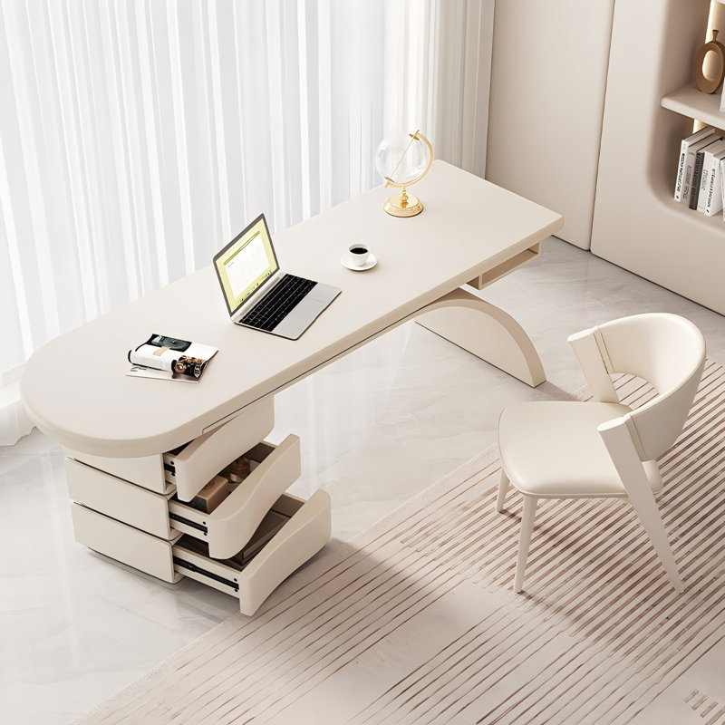 Bureau d'écriture rectangulaire beige moderne, H 29,53 po x l 55,12 po x P 27,56 po