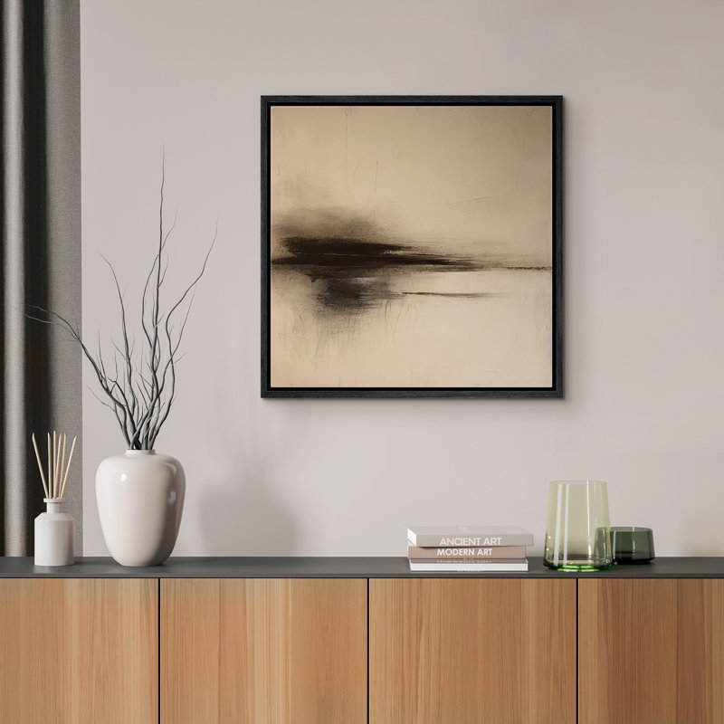 Reproduction de paysage abstrait encadrée d'art mural sur toile pour un décor rétro, Noir, H 16 po x l 16 po