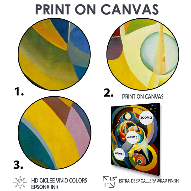 Origine du monde, couleurs rétro - art mural géométrique, Toile avec cadre flottant noir, H 40 po x l 30 po x P 1,5 po