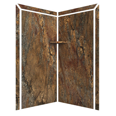 FlexStone Splendor 40"W x 40"D x 80"H Corner Shower Surround in Crema Bordeaux