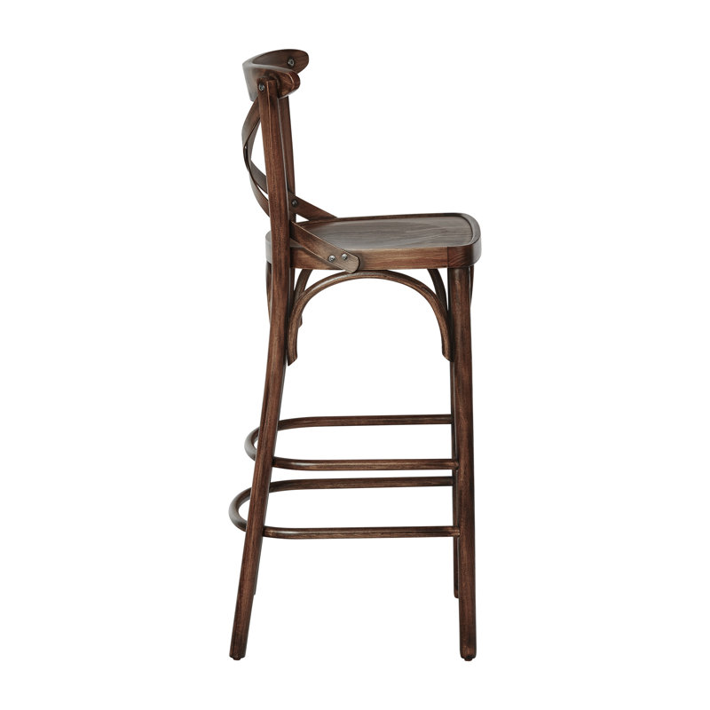Afkar Counter Stool with Solid Wood Frame, Vintage