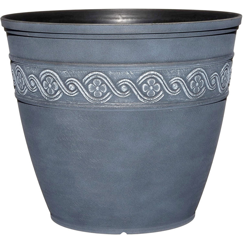 Milahn Resin Round Pot Planter, Storm Blue, 11" H x 13" W x 13" D